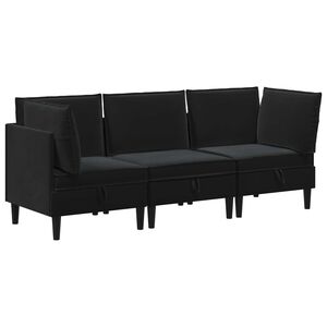 vidaXL Nappali b&uacute;tor szett p&aacute;rn&aacute;val t&aacute;rol&oacute;val 3 pcs Fekete B&aacute;rsony