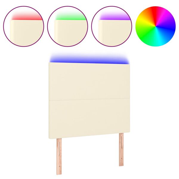 vidaXL kr&eacute;msz&iacute;nű műbőr LED-es fejt&aacute;mla 90x5x118/128 cm