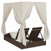 vidaXL Kettős Napozóágy Tetővel Barna 205 x 129 x 200 cm PE rattan