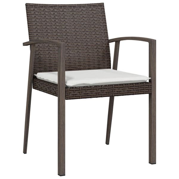 vidaXL 2 db barna polyrattan kerti szék párnával 56,5 x 57 x 83 cm