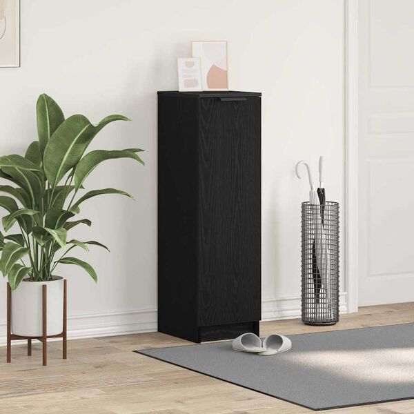 vidaXL Cipőszekr&eacute;ny polcokkal Fekete t&ouml;lgy 29,5 x 35 x 101 cm Faanyag
