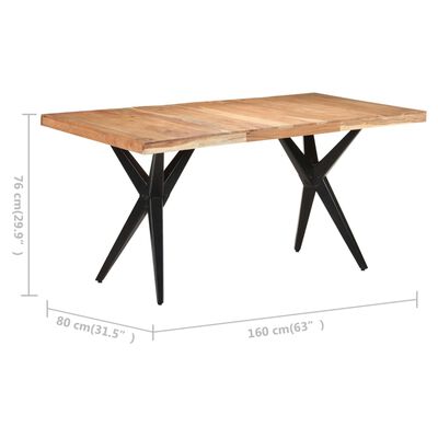 vidaXL tömör akácfa étkezőasztal 160 x 80 x 76 cm