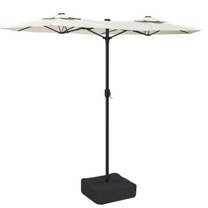 vidaXL homokfeh&eacute;r dupla tetős napernyő LED-ekkel 316x145 cm