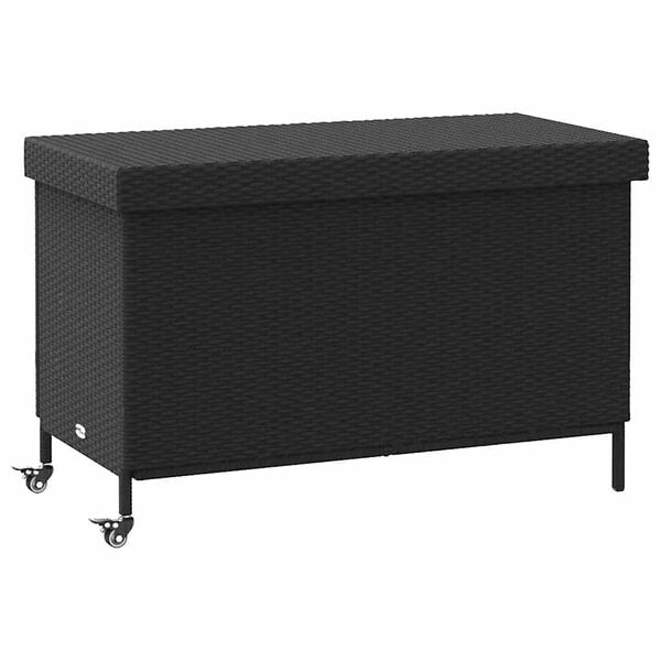 vidaXL fekete polyrattan kerti tárolóláda kerekekkel 110x55x73 cm