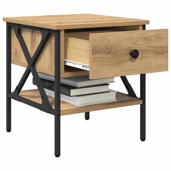 vidaXL &Eacute;jjeli szekr&eacute;ny fi&oacute;kkal k&eacute;zműves t&ouml;lgy 40 x 42 x 45 cm