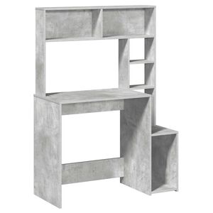 vidaXL betonsz&uuml;rke szerelt fa &iacute;r&oacute;asztal polcokkal 100x45x140 cm