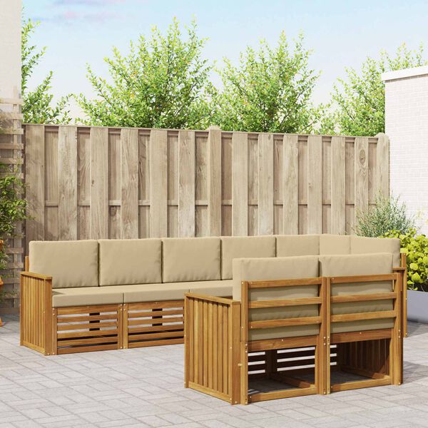 vidaXL &Uuml;lőgarnit&uacute;r&aacute;k p&aacute;rn&aacute;val 8 pcs Term&eacute;szetes &eacute;s b&eacute;zs T&ouml;m&ouml;r Ak&aacute;cfa