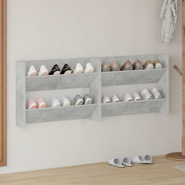 vidaXL 2 db betonsz&uuml;rke forg&aacute;cslap fali cipősszekr&eacute;ny 80 x 18 x 60 cm