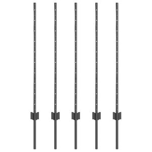 vidaXL Be&aacute;gyazott ker&iacute;t&eacute;soszlop 5 db Sz&uuml;rke 140 cm Porsz&oacute;rt ac&eacute;l