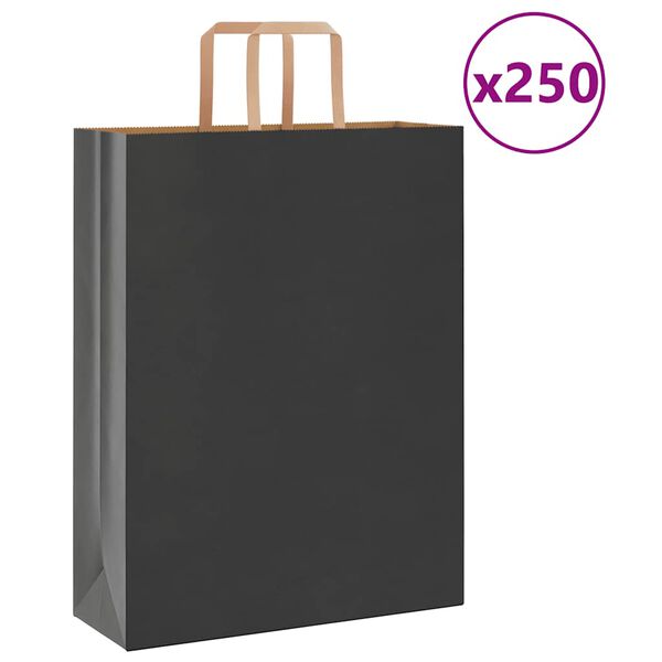 vidaXL 250 db fekete pap&iacute;rzacsk&oacute;k foganty&uacute;kkal 32x12x42 cm