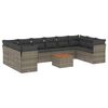 vidaXL 11 r&eacute;szes sz&uuml;rke polyrattan kerti &uuml;lőgarnit&uacute;ra p&aacute;rn&aacute;kkal