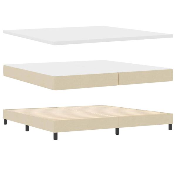 vidaXL Boxspring &aacute;gy matraccal matracmal Kr&eacute;m 200 x 200 cm sz&ouml;vet