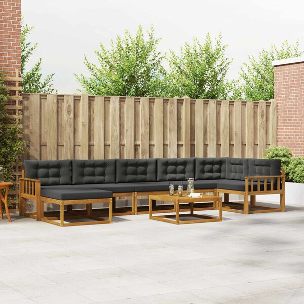 vidaXL K&uuml;lt&eacute;ri kanap&eacute; szett p&aacute;rn&aacute;val 8 pcs Term&eacute;szetes &eacute;s antracit