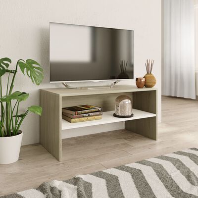 vidaXL fehér és sonoma tölgy színű forgácslap TV-szekrény 80x40x40 cm
