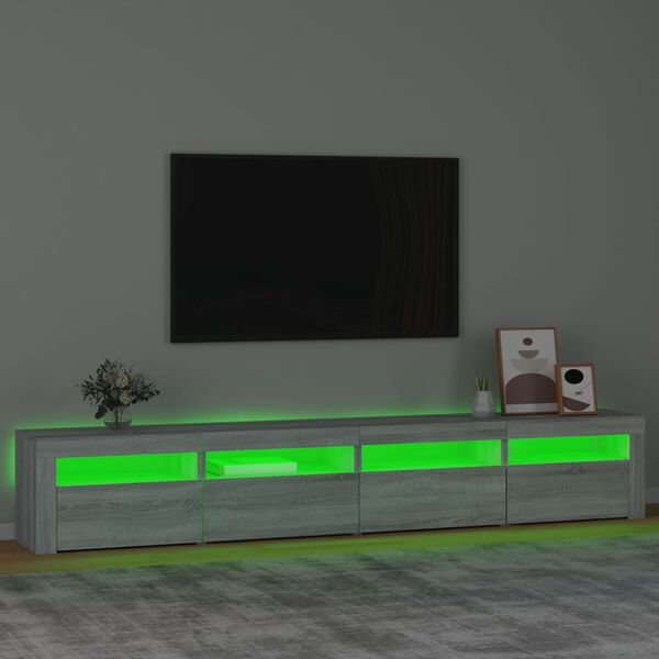 vidaXL szürke sonoma színű TV-szekrény LED-lámpákkal 240x35x40 cm