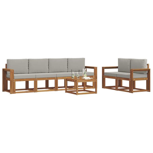 vidaXL K&uuml;lt&eacute;ri kanap&eacute; szett 7 pcs Term&eacute;szetes &eacute;s Vil&aacute;gossz&uuml;rke