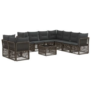 vidaXL Kerti Kanap&eacute; Szett 10 pcs Sz&uuml;rke polirattan