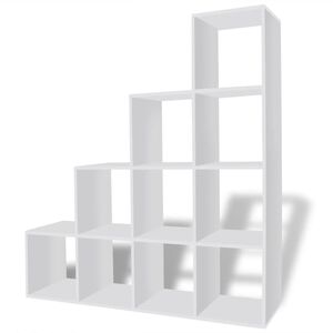vidaXL feh&eacute;r l&eacute;pcsős k&ouml;nyvespolc/vitrines polc 142 cm