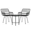 vidaXL 3 részes fekete polirattan kerti étkezőgarnitúra