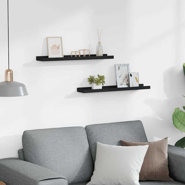 vidaXL 2 db fekete MDF szeg&eacute;lypolc k&eacute;pkeretekhez 60 x 9 x 3 cm