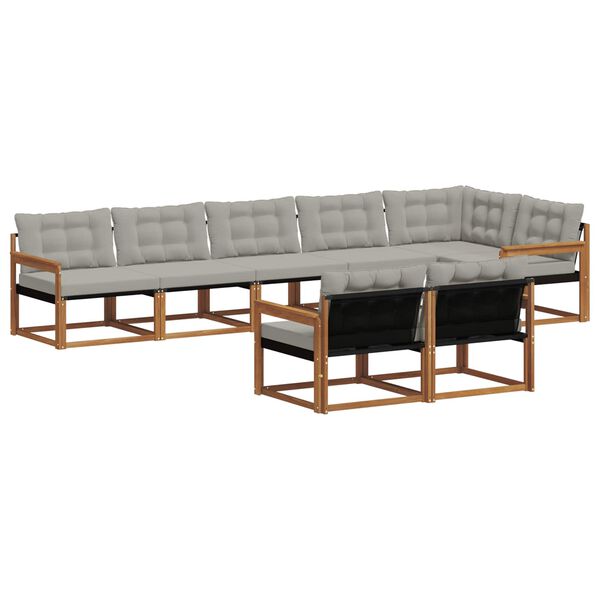 vidaXL K&uuml;lt&eacute;ri kanap&eacute; szett 8 pcs Term&eacute;szetes &eacute;s Vil&aacute;gossz&uuml;rke