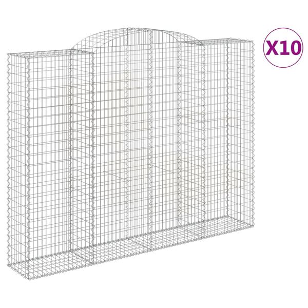 vidaXL 10 db íves horganyzott vas gabion kosár 300x50x220/240 cm