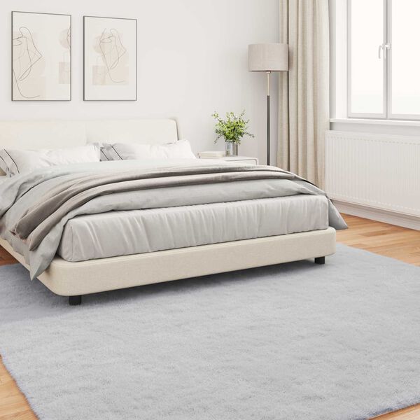 vidaXL Mű Ny&uacute;l Szőr Szőnyeg Olite Sz&uuml;rke 240 x 240 cm Poli&eacute;szter