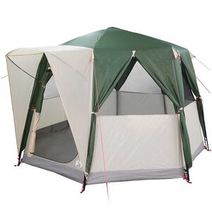 vidaXL 3 fős kabin s&aacute;tor tetővel Z&ouml;ld &eacute;s Feh&eacute;r 320 x 320 x 203 cm