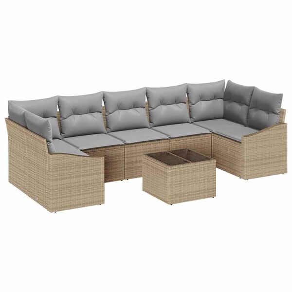 vidaXL Kanap&eacute; Szett Beige &eacute;s Vil&aacute;gossz&uuml;rke 55 x 55 x 37 cm polirattan