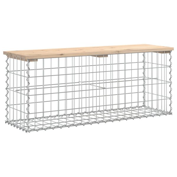 vidaXL t&ouml;m&ouml;r fenyőfa gabion kerti pad 103x31,5x42 cm