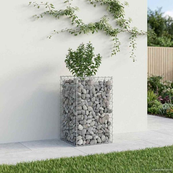 vidaXL Gabion emelt &aacute;gy Ez&uuml;st 50 x 50 x 80 cm Horganyzott ac&eacute;l