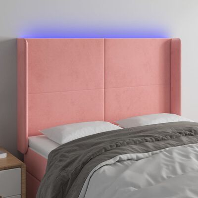 vidaXL rózsaszín bársony LED-es fejtámla 147x16x118/128 cm