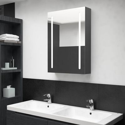 vidaXL szürke LED-es tükrös fürdőszobaszekrény 50 x 13 x 70 cm