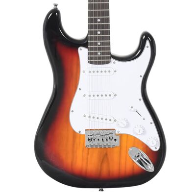 vidaXL barna és fehér elektromos gitár kezdőknek puhatokkal 4/4 39"