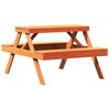 vidaXL viaszbarna t&ouml;m&ouml;r fenyőfa piknik asztal 105 x 134 x 75 cm
