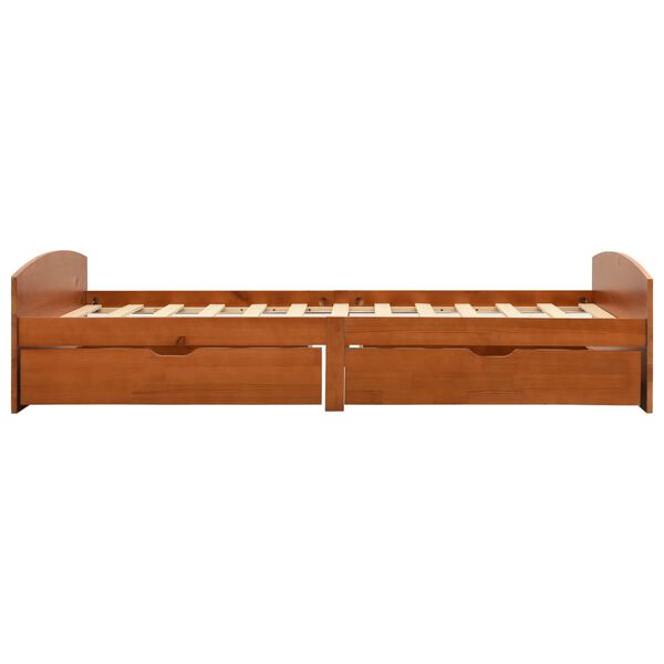 vidaXL mézbarna tömör fenyőfa ágykeret 2 fiókkal 90 x 200 cm