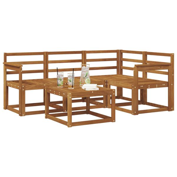 vidaXL K&uuml;lt&eacute;ri kanap&eacute; szett 5 pcs Term&eacute;szetes T&ouml;m&ouml;r Ak&aacute;cfa