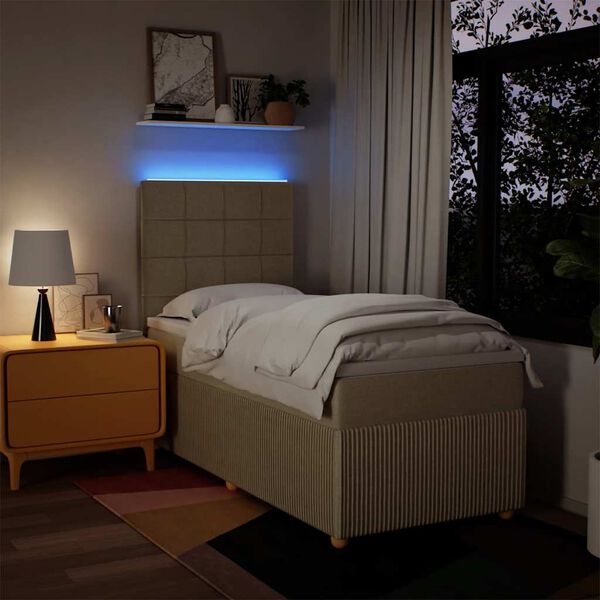 vidaXL kr&eacute;msz&iacute;nű sz&ouml;vet rug&oacute;s &aacute;gy matraccal 90 x 200 cm