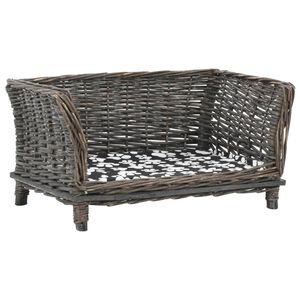 vidaXL sz&uuml;rke term&eacute;szetes fűzfa kutyakos&aacute;r p&aacute;rn&aacute;val 50 x 33 x 30 cm