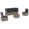 vidaXL 6 r&eacute;szes sz&uuml;rke polyrattan kerti &uuml;lőgarnit&uacute;ra p&aacute;rn&aacute;kkal