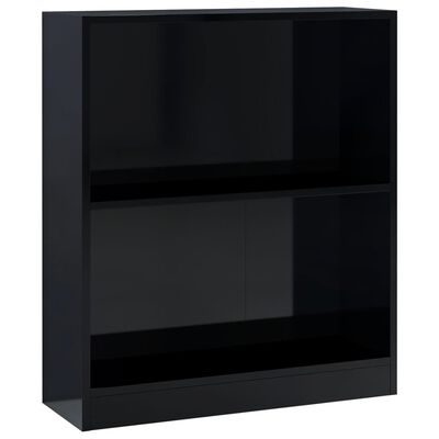 vidaXL magasfényű fekete szerelt fa könyvespolc 60 x 24 x 76 cm