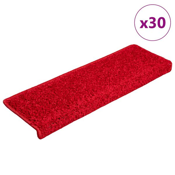 vidaXL 30 db piros, t&eacute;glalap alak&uacute; sz&eacute;lű l&eacute;pcsőszőnyeg 65 x 21 x 4 cm
