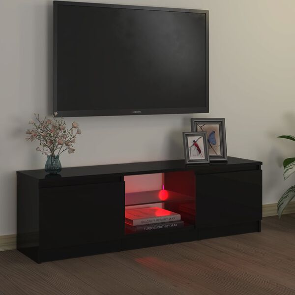 vidaXL fekete TV-szekrény LED lámpákkal 120 x 30 x 36 cm