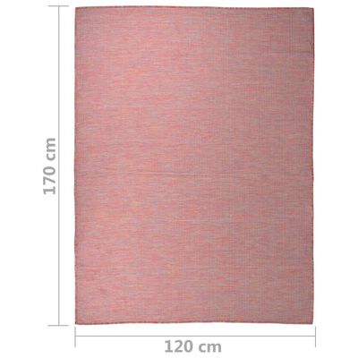 vidaXL piros lapos szövésű kültéri szőnyeg 120 x 170 cm