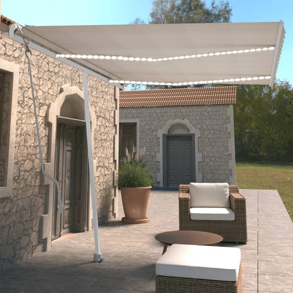 vidaXL kr&eacute;msz&iacute;nű automata sz&eacute;l&eacute;rz&eacute;kelős &eacute;s LED-es napellenző 350x250cm