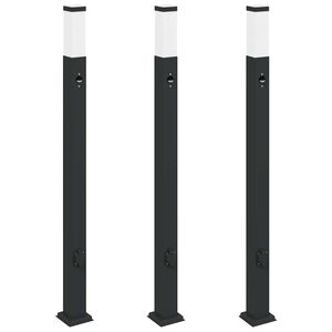 vidaXL 3 db szenzoros fekete oszlop alak&uacute; l&aacute;mpa 110 cm IP44