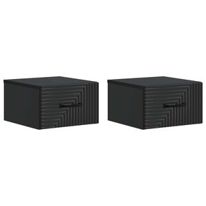 vidaXL Fali &eacute;jjeli szekr&eacute;ny 2 db Fekete 34,5 x 33 x 20 cm Szerelt Fa