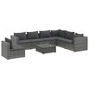 vidaXL 8 r&eacute;szes sz&uuml;rke polyrattan kerti &uuml;lőgarnit&uacute;ra p&aacute;rn&aacute;kkal