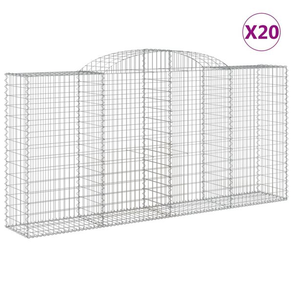 vidaXL 20 db íves horganyzott vas gabion kosár 300x50x140/160 cm