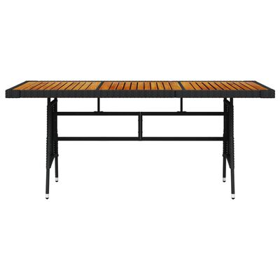 vidaXL fekete polyrattan és tömör akácfa kerti asztal 160 x 70 x 72 cm